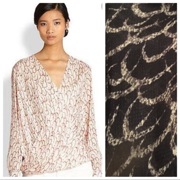 10 Derek Lam Crosby Silk Wrap Blouse Sz 6 - Picture 1 of 8
